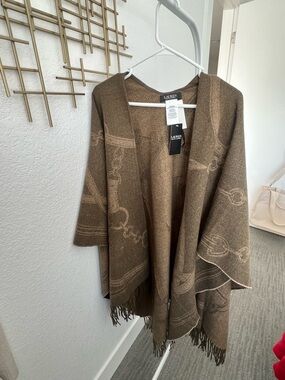 Lauren by Ralph Lauren Brown Logo-Trim Fringe Wrap. New with tags!